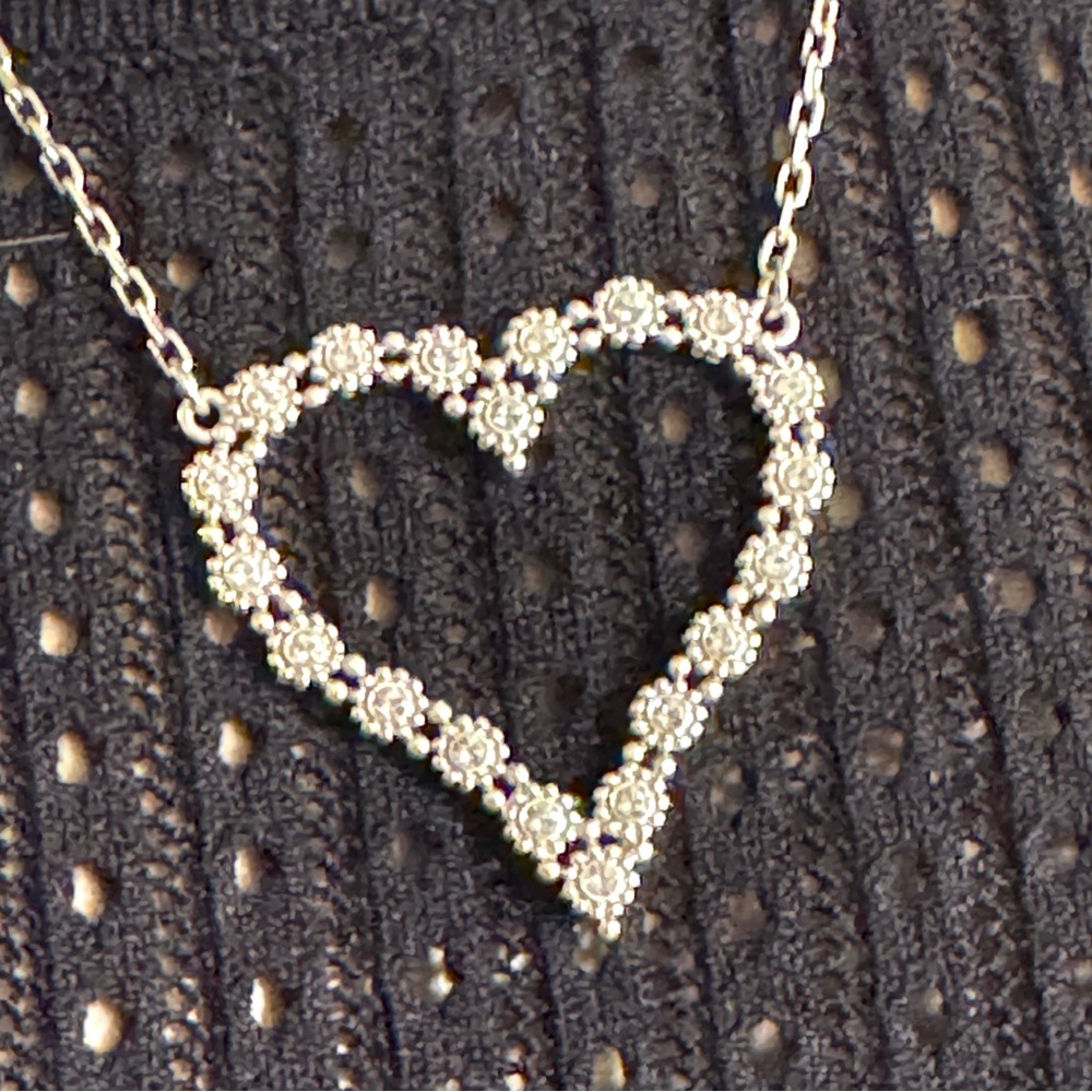 BRIGHTON Twinkle Silver Heart Crystals Necklace - Picture 5 of 12